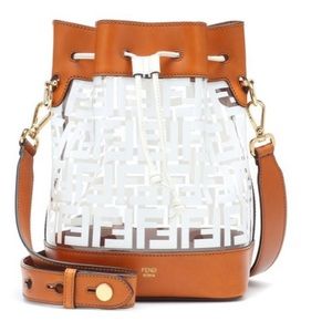 Fendi Women's Brown Mon Tresor Bucket Bag in white